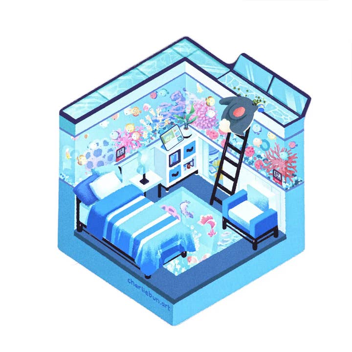 Tapis de souris aquarium pour la vente par Charliebun Art