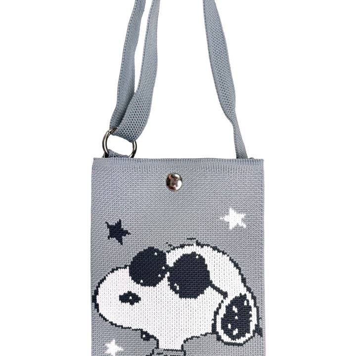 LASR - Wholesale Crossbody Bag - Women's - Peanuts Joe Cool Snoopy Knitted Grey Crossbody0