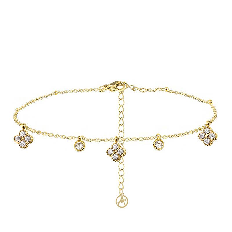 AMORINO SRL - Wholesale Bedelarmbandje - ARMBAND MET HANGENDE KLAVERTJES IN ZIRKOON - YC25624B2574