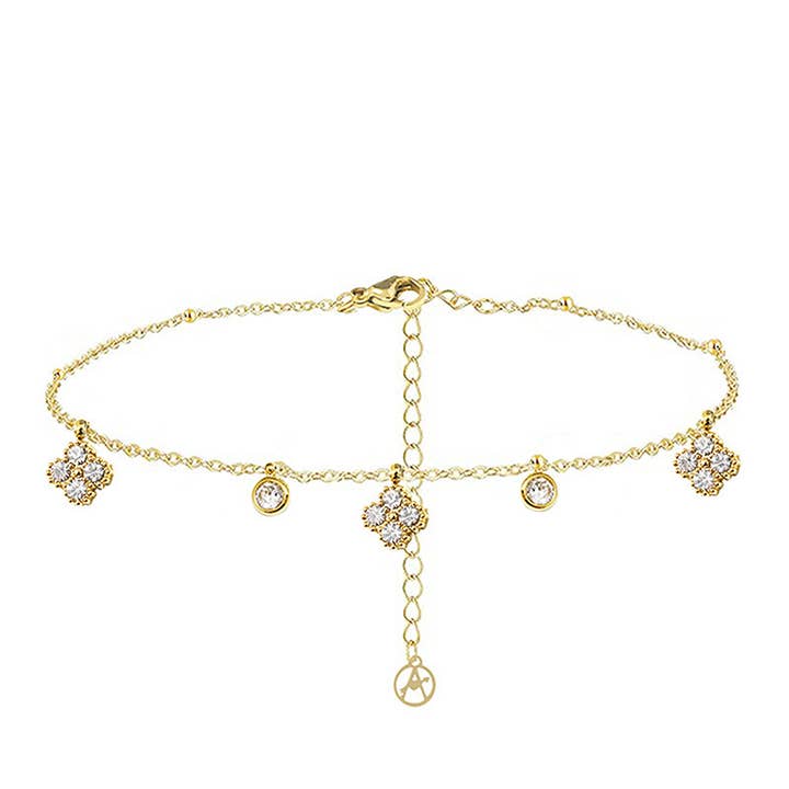 AMORINO SRL - Wholesale Charm/Dangle Bracelet - BRACELET WITH DANGLING FOUR-LEAF CLOVERS IN ZIRCON - YC25624B2574
