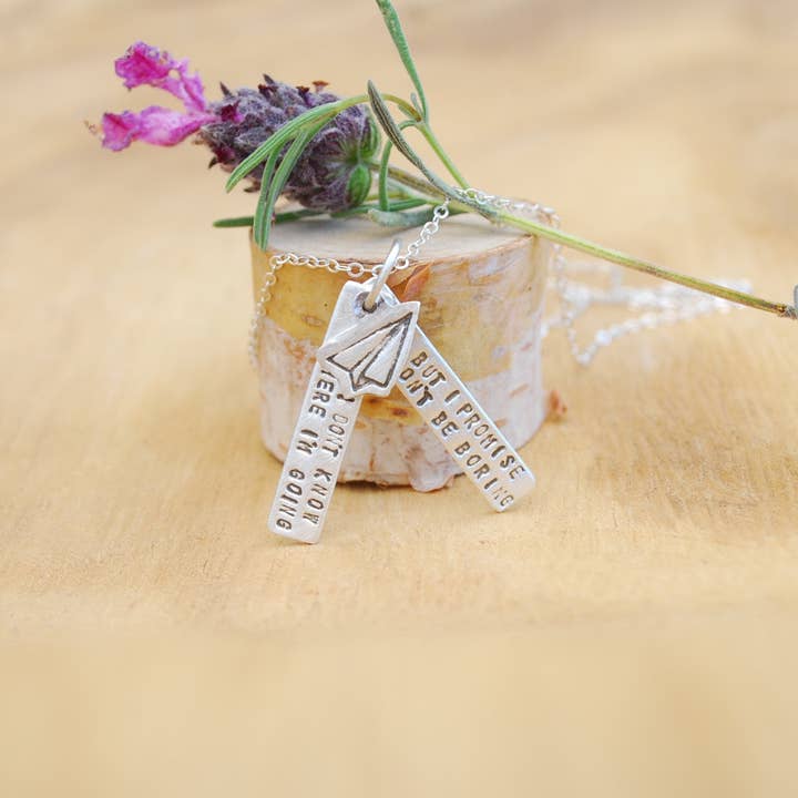 Chocolate and Steel – wholesale Pendant/charm necklace – I don't know where I'm going, but I promise it won't be boring -David Bowie quote10