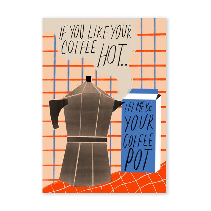 Coffee Pot/John Cooper Clarke Card for wholesale by Molly Bland
