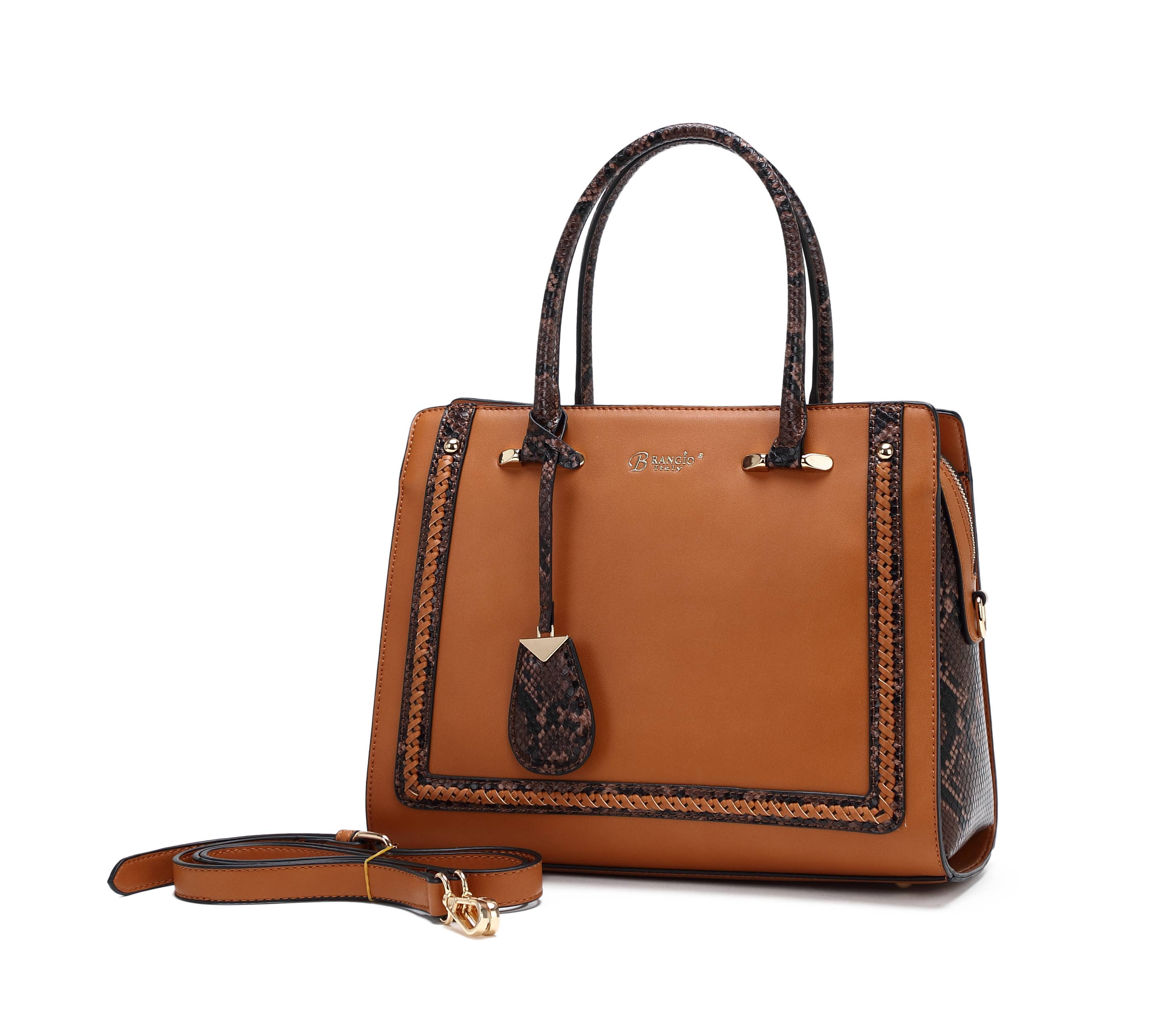 Brangio (Italy) Company Inc. - Wholesale Top Handle Bag - Women's - Brangio Italy Luxe Python Accent Tote Bag10