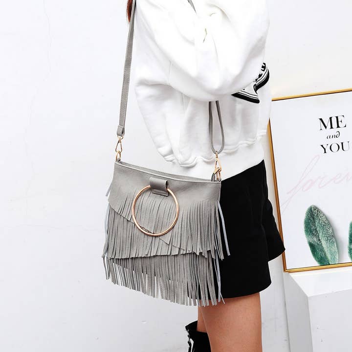 NINEXIS - Wholesale Shoulder Bag - Women's - CWAB4544_IRREGULAR TASSEL HANDBAG SHOULDER BAG4