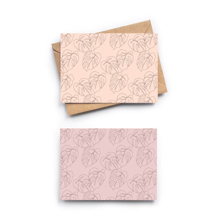 Monstera Leaf Line Art Card Pack for wholesale by Franky and J. Designs