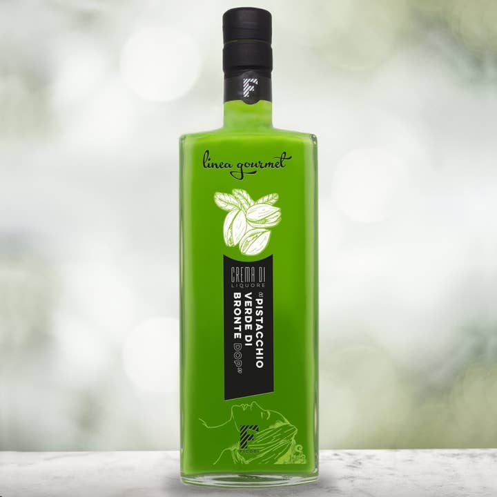 BRONTE PDO GREEN PISTACHIO LIQUEUR CREAM for wholesale by Ficodì "SICILIAN SPIRIT"