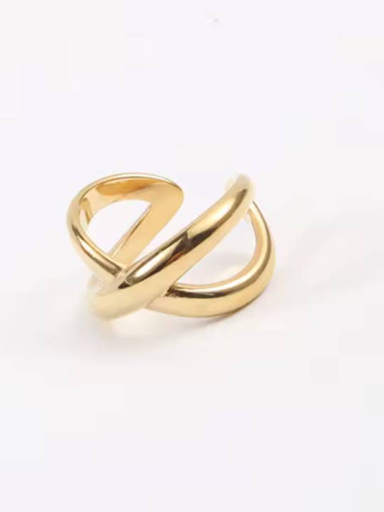 Bague Croisée Double Plaqué pour la vente par mila + stevie