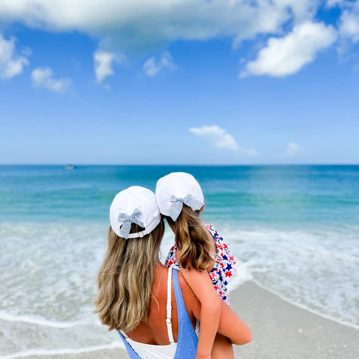 Bits & Bows - Wholesale Baseball Cap - Women's - American Flag Bow Baseball Hat (Adult)