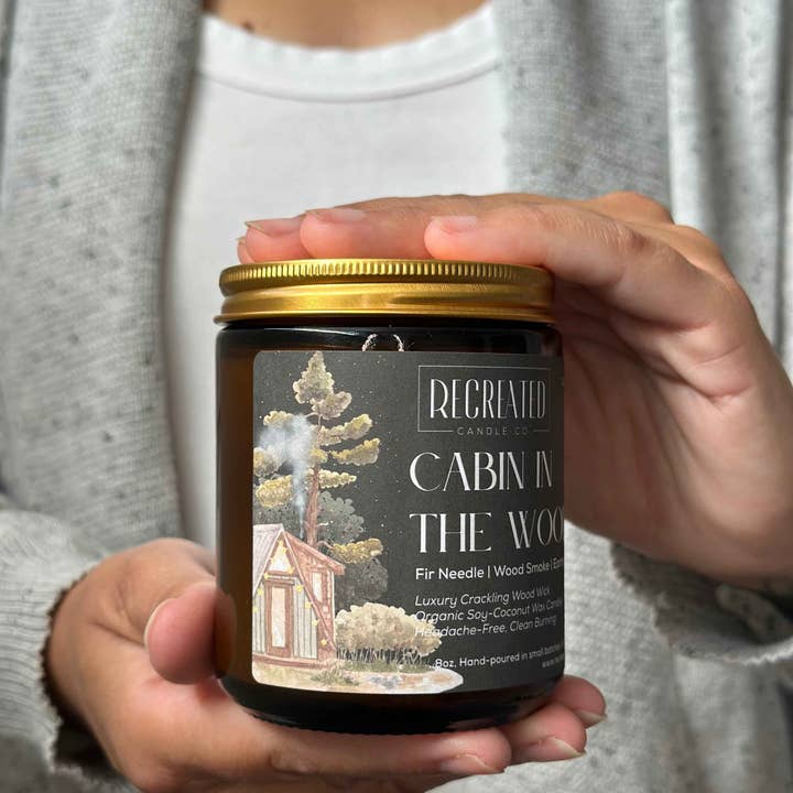 Recreated Candle Co. - Vendita all'ingrosso Candela in vasetto - Candela da 8oz "Cabin In The Woods"1