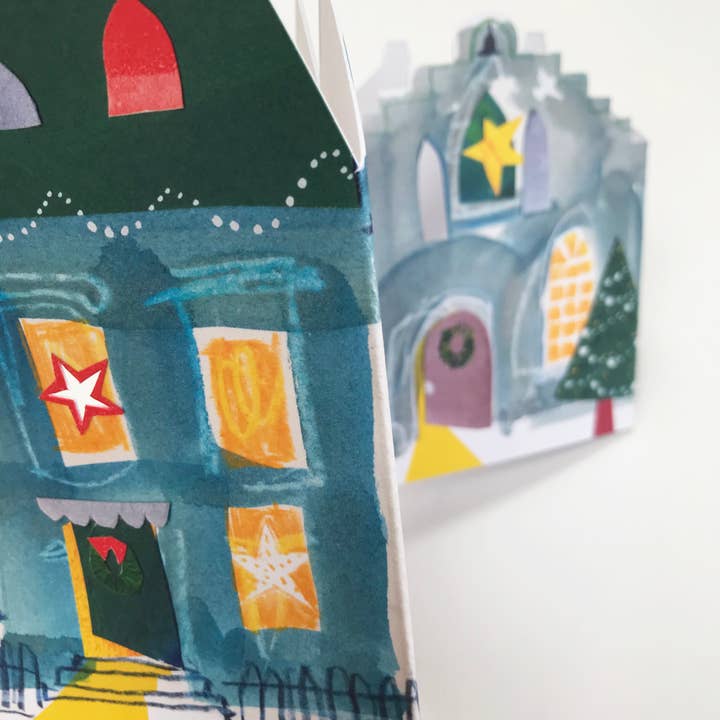 Esther Kent Design - Wholesale Christmas card - Festive Street Hand-finished Concertina Card3