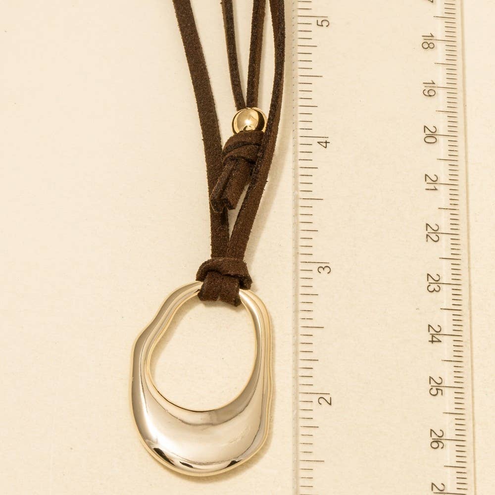 Anarchy Street - Wholesale Pendant/Charm Necklace - Hammered Oval Suede Cord Necklace1