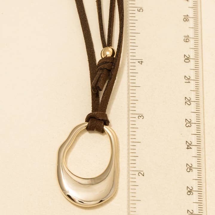 Anarchy Street - Wholesale Pendant/Charm Necklace - Hammered Oval Suede Cord Necklace1