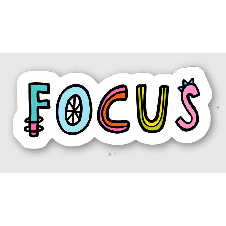 Focus Rainbow Affirmation Sticker Vinyle pour la vente par Jenipher Lyn / Nightly Doodles