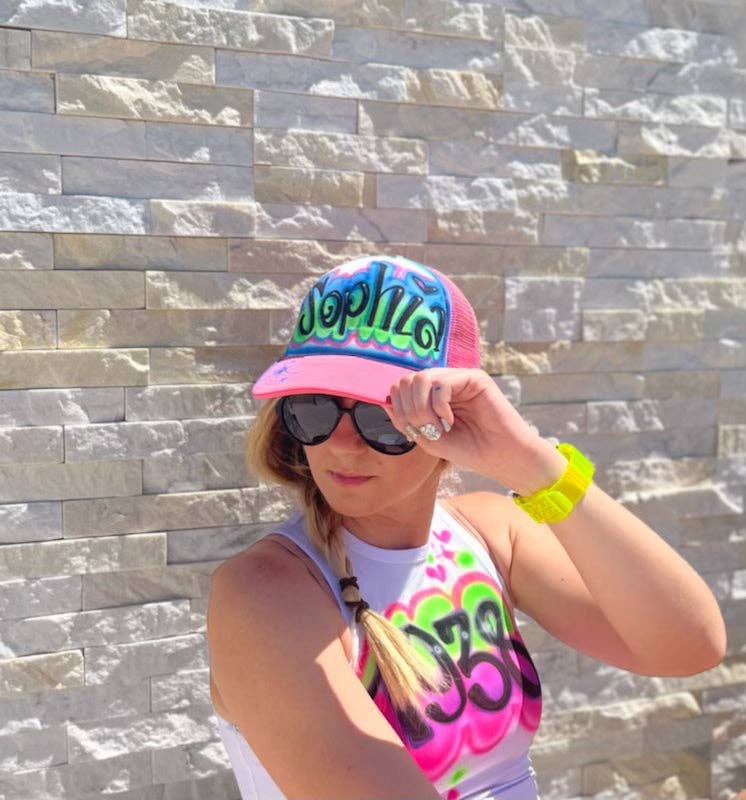 Galveston Airbrush - Wholesale Hat Accessory - Women's - Custom Airbrush TRUCKER HAT1