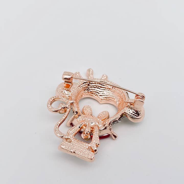 Mio Queena - Wholesale Brooch - Rhinestone Big Mouth Monkey Hollow Design Brooch