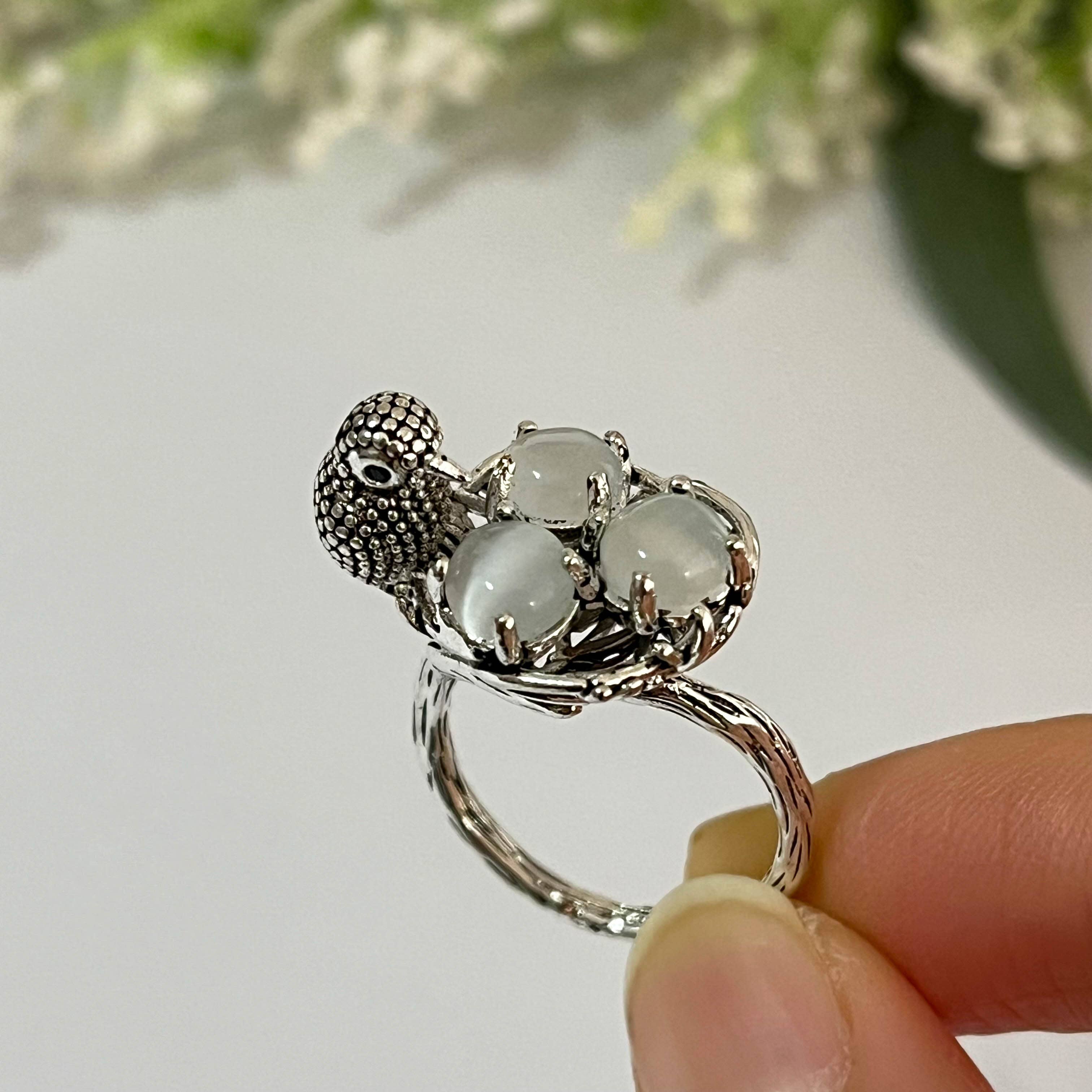 Silver Loving Birds Feeding Design Creative Ring for wholesale on Faire5