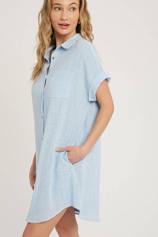 Peace Love Line - Wholesale Dress - Women's - SLG8322 - BUTTON UP SHIRT DRESS1