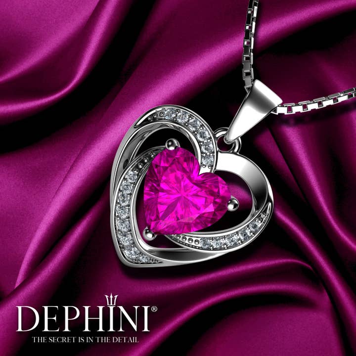 DEPHINI Pink Heart pendant 925 Sterling Silver Heart Pendant CZ for wholesale by DEPHINI