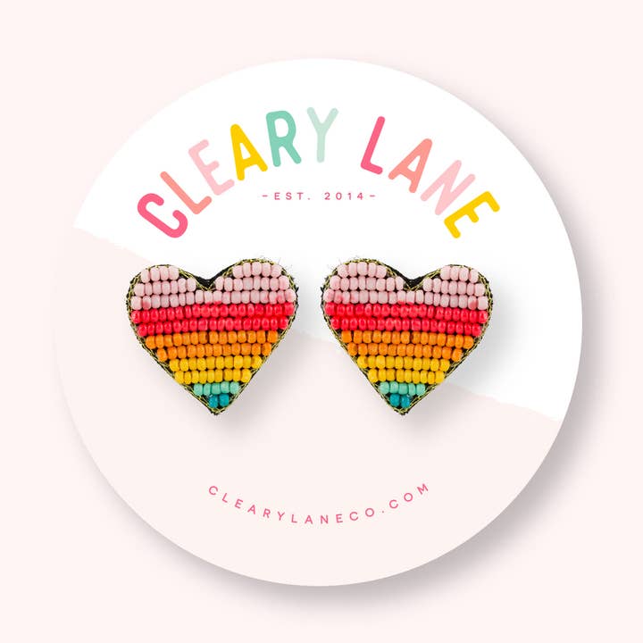 Pendientes con forma de corazón y cuentas | Rainbow Heart para venta al por mayor de Cleary Lane