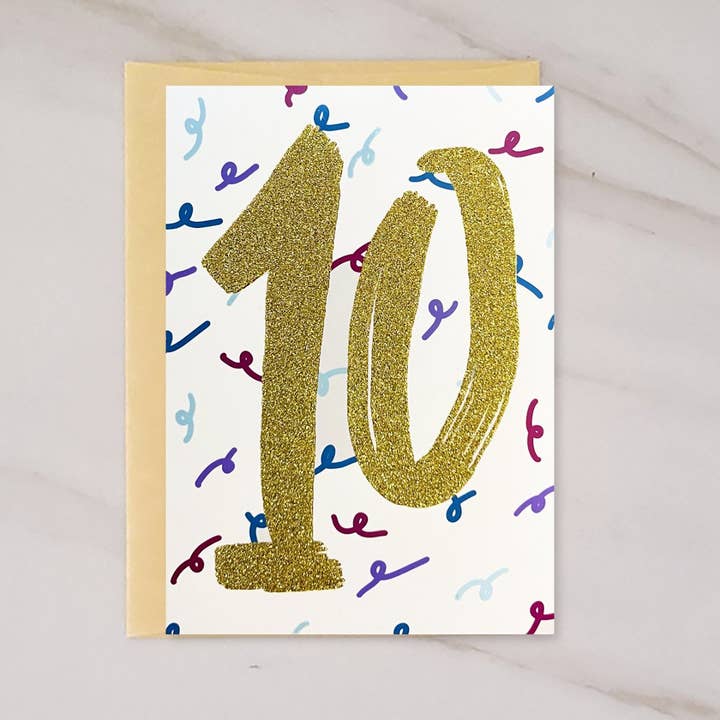 NUMBERS COLLECTION - 10 Year Old Blank Birthday Card for wholesale by Wholesalegreetingcards.co