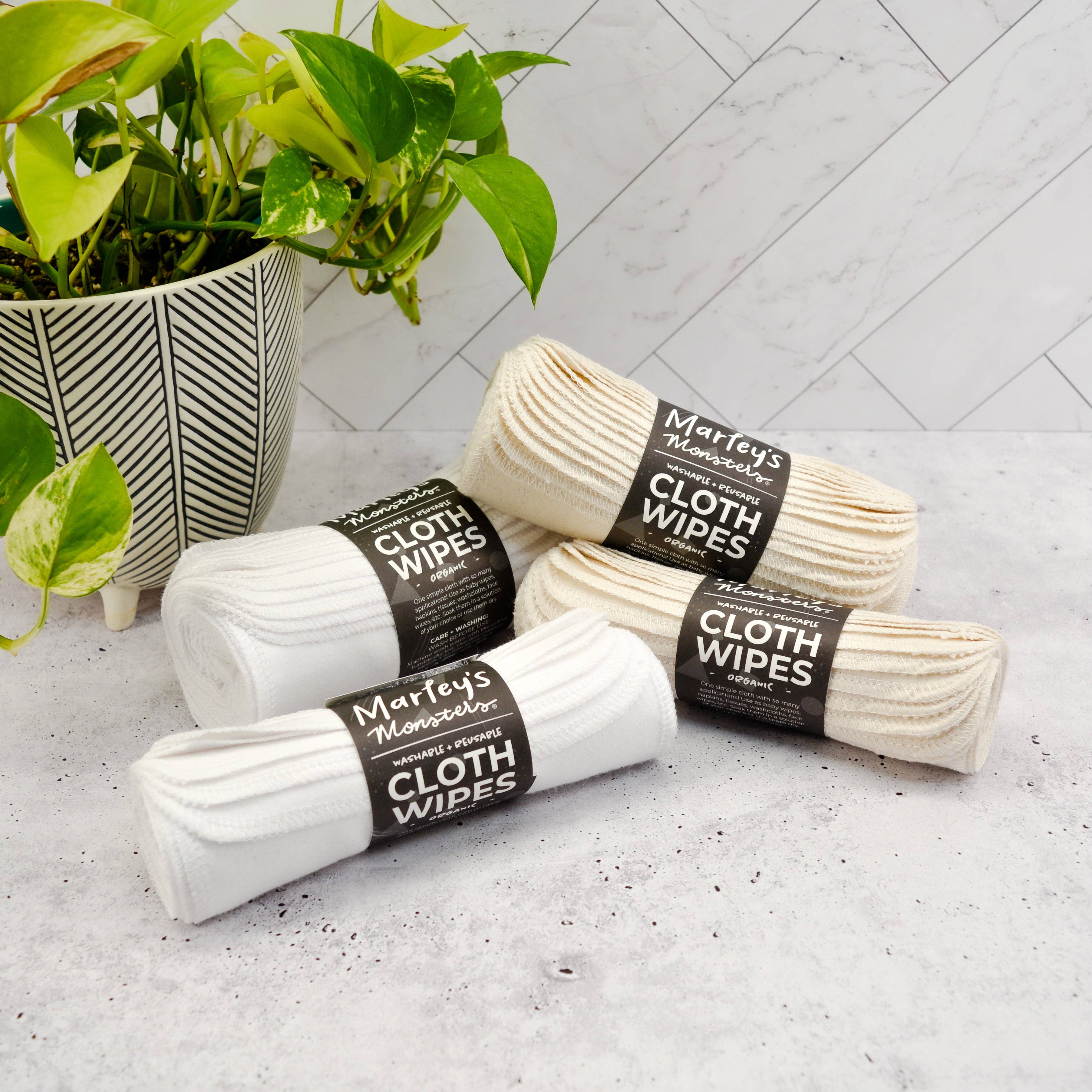 Marley's Monsters - Wholesale Face & Body Wipes - Cloth Wipes: Organic - 12 or 24 pack - Case of 64