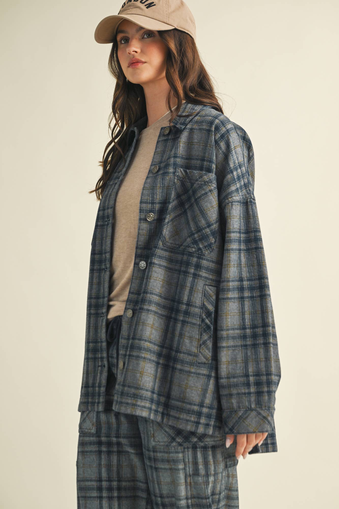 WASHED DENIM PLAID SHIRT SHACKET for wholesale on Faire4