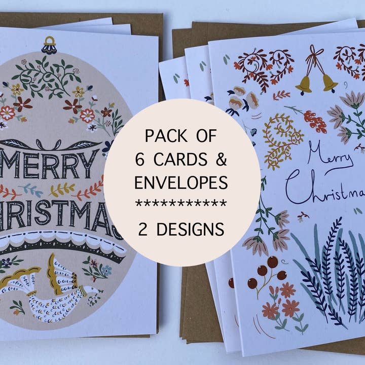 Pack de Natal popular de 6 cartas e envelopes (2 designs, 3 o por atacado de Lise Marie prints
