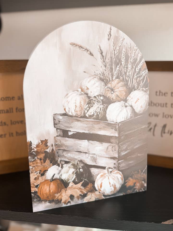 Cassetta di Zucche Insegna in Legno Curvo da Mensola per la vendita all'ingrosso da parte di Johnson Livings LLC