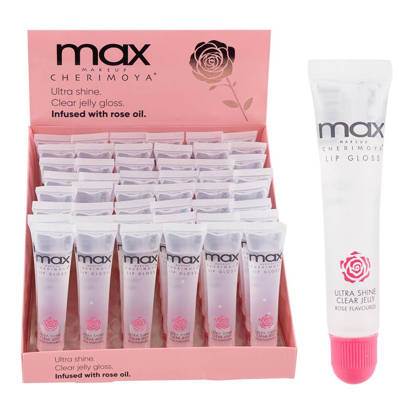 Deluxe Import Trading - Wholesale Lip Gloss - Max Makeup Cherimoya Clear Jelly Lip Gloss - 0.5oz0