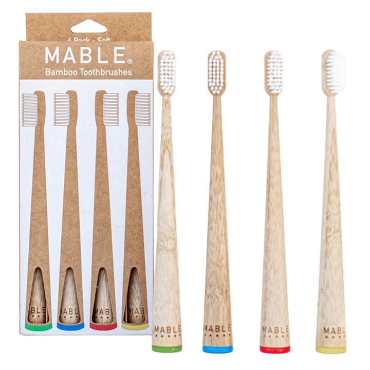 MABLE - Wholesale Toothbrush - Bamboo Toothbrush by MABLE - Four Pack - Original