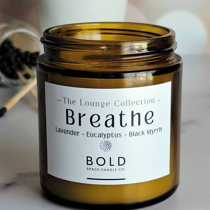 Bold Space Candle Co. - Wholesale Jar/Filled Candle - Breathe - Black Lavender + Eucalyptus 3 oz. Candle, Calming3
