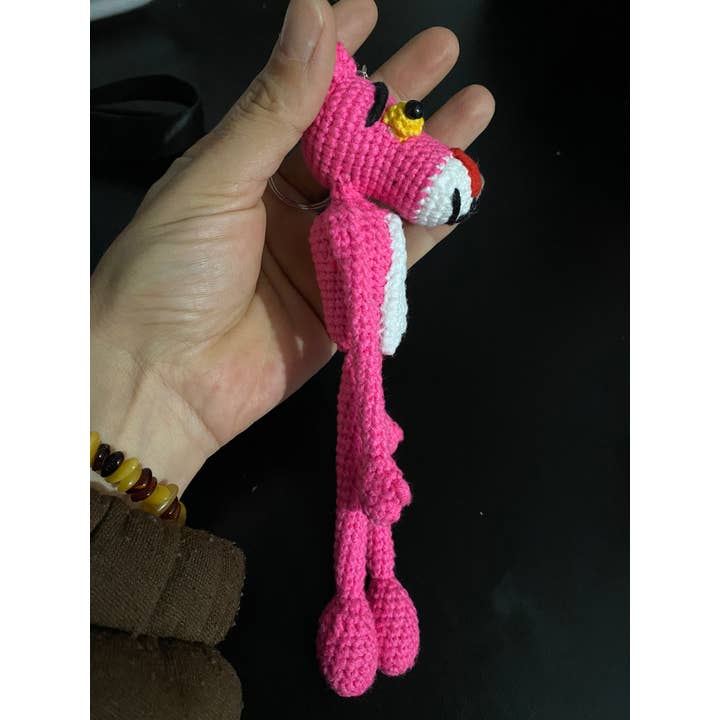 Emel Crochet – Engroshandel Plyslegetøj - Børn og baby – hæklet lyserød panter, bamse nøglering amigurumi