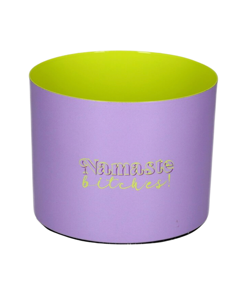 Les Vilaines Filles - Wholesale Candle Holder - NAMASTE BITCHES purple and green metal candle holder0