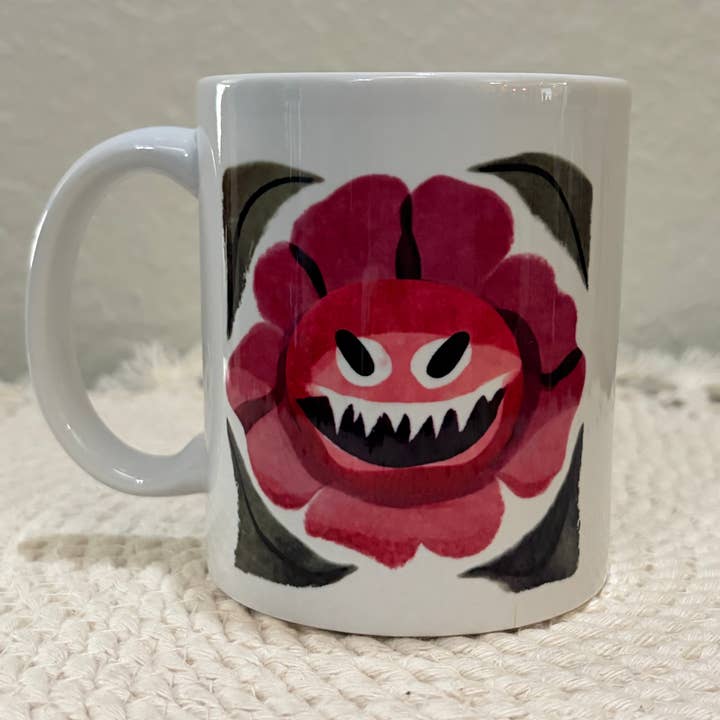 Fantasy Forest Scary Face Flower 110z Ceramic Mug for wholesale by Cryptic Paper Co.