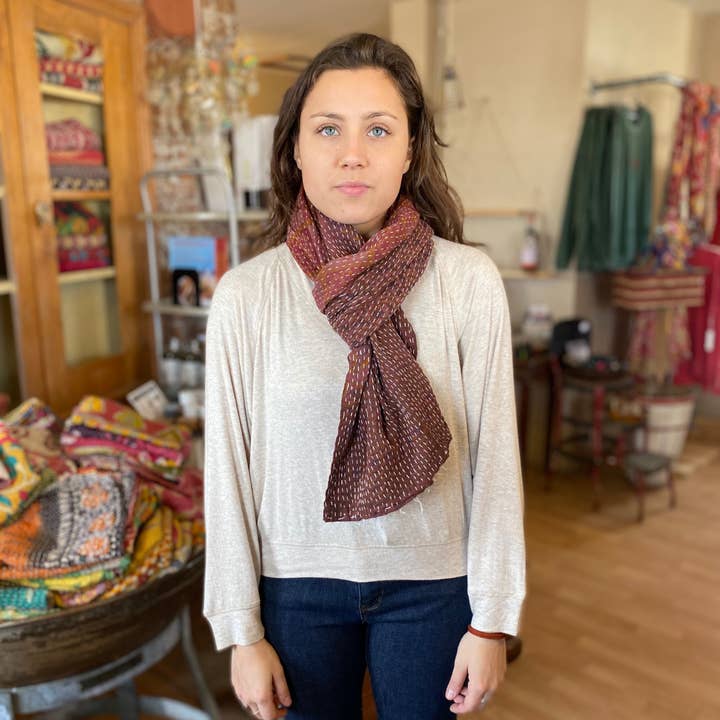 Seeds - Wholesale Scarf - Women's - Over-dyed Kantha Scarves | Recycled Sarees 100% Cotton