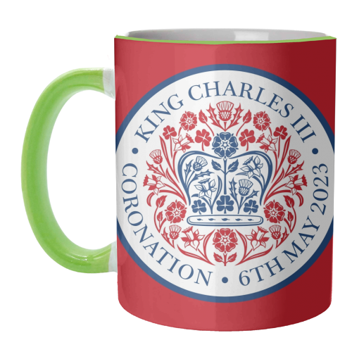ART WOW – Großhandel Kaffeebecher – Tassen „King Charles“, Krönungsemblem, rot5