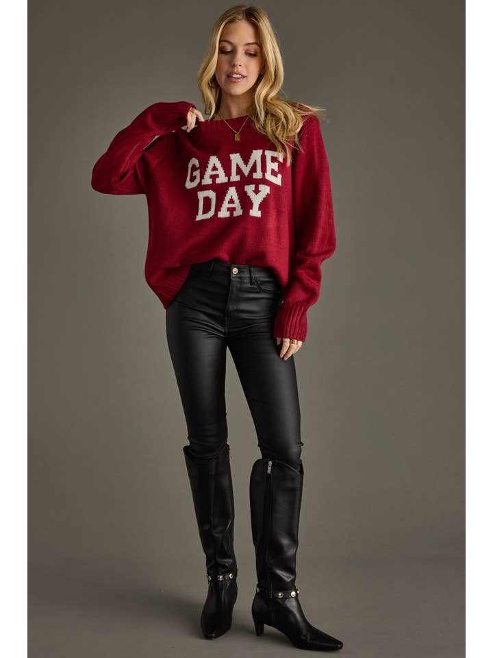 Panache Apparel Co. - Wholesale Knit Sweater - Women's - Maroon Game Day Sweater2