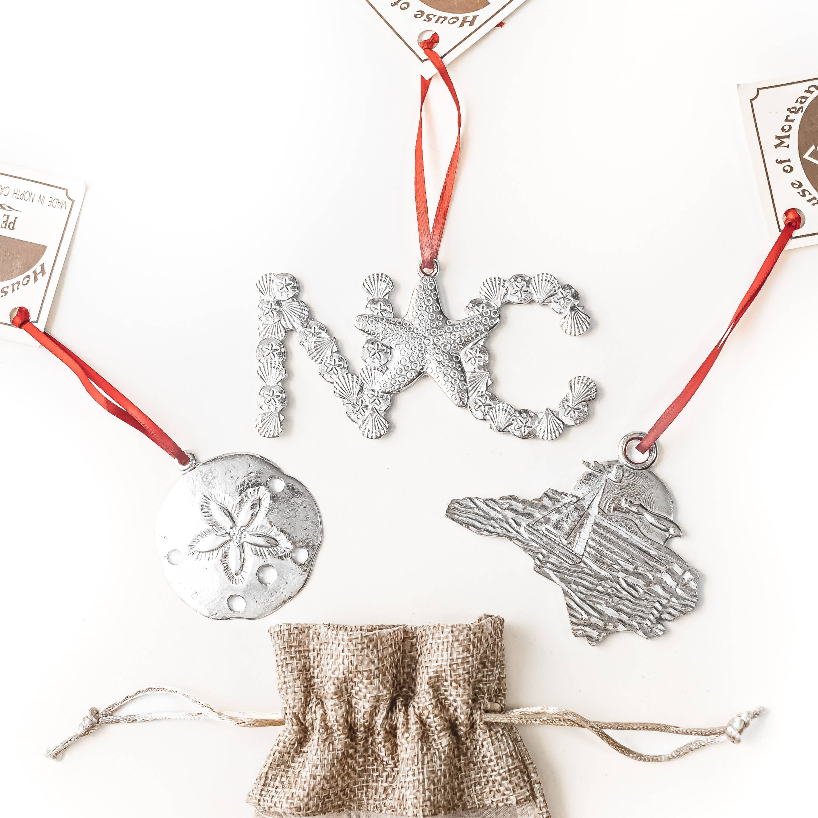 House of Morgan Pewter - Vente Lots de décorations - Cadeaux de la Caroline du Nord - Voilier - Seashell - Sand Dollar2