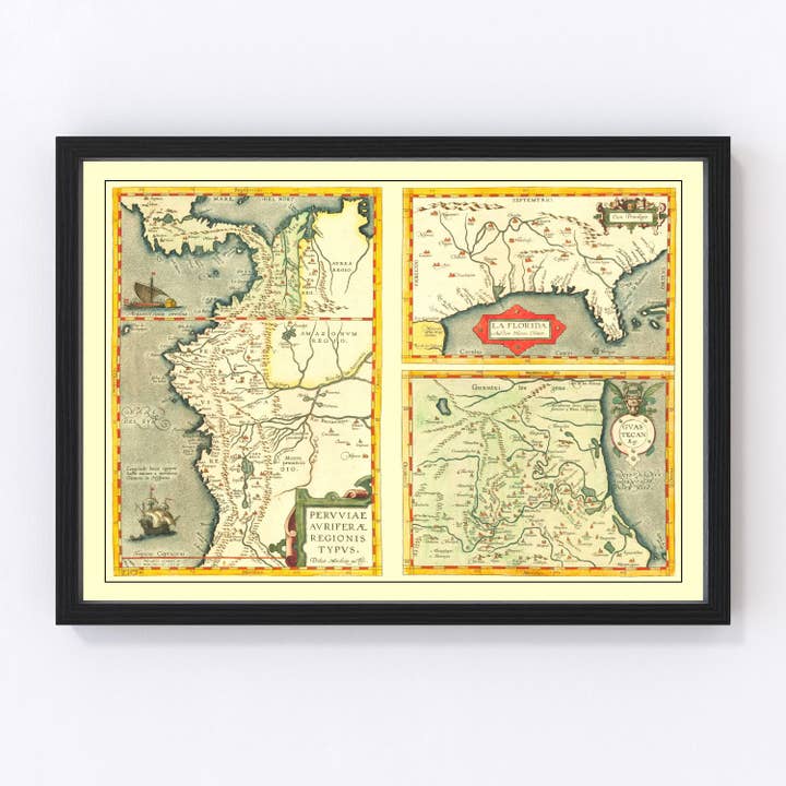 Vintage Map of Florida 1584 for wholesale by Ted's Vintage Art