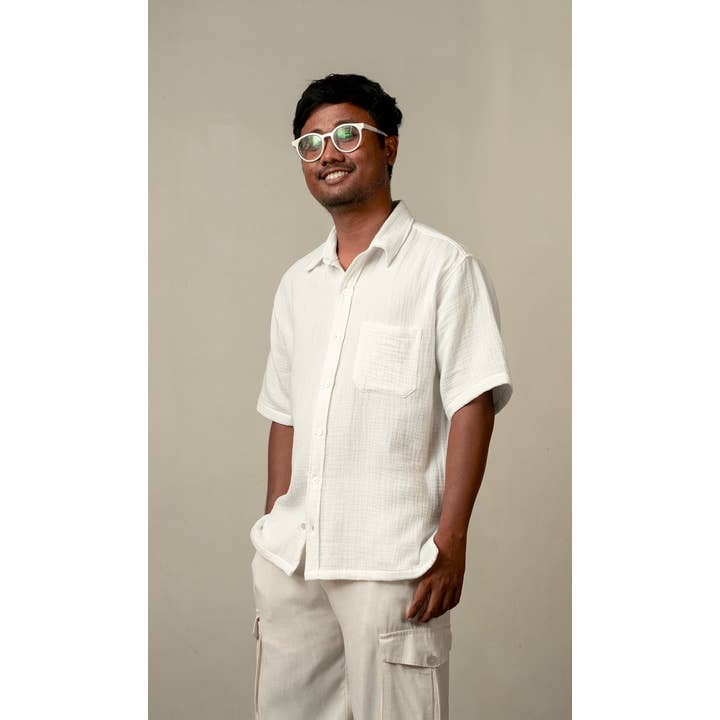 Shirt Cotton Crinkle | White for wholesale by Balizen Direct from Bali