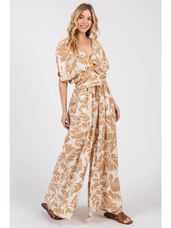 Final Touch - Wholesale Pants - Women's - Print Elastic Waist Wide Leg Pants - VP3571