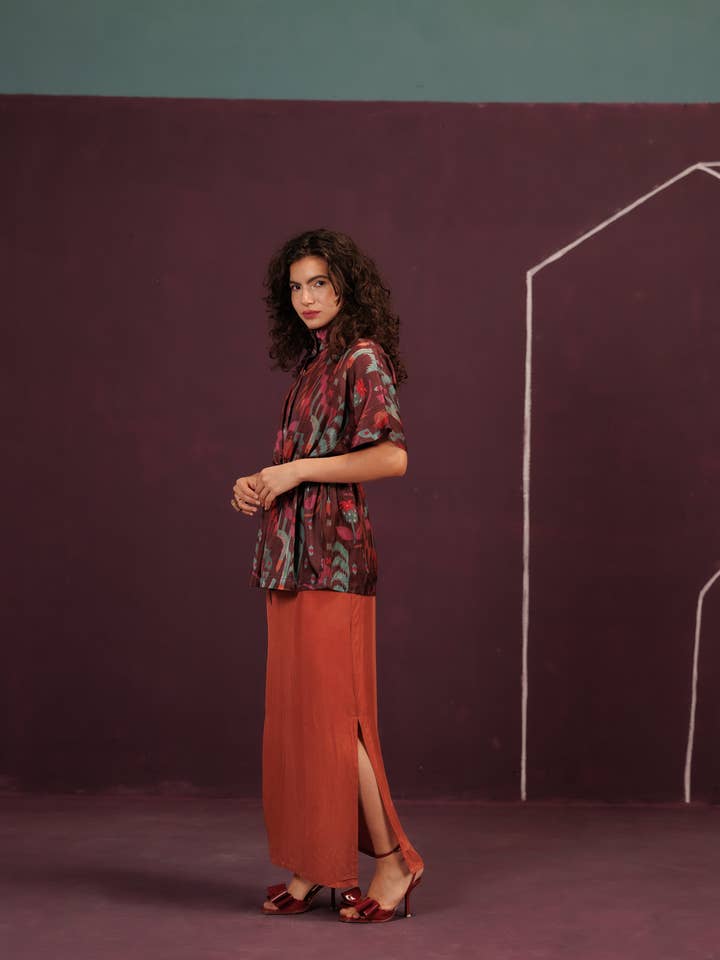 Maison Qala - Wholesale Top & Skirt Set - Women's - Poppies at Dusk Set1