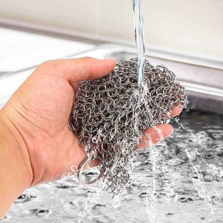 Fox Run Brands - Wholesale Cleaning Sponge - Outset Chain Mail Cast Iron Cleaner and Scrubber, 8” x 6”