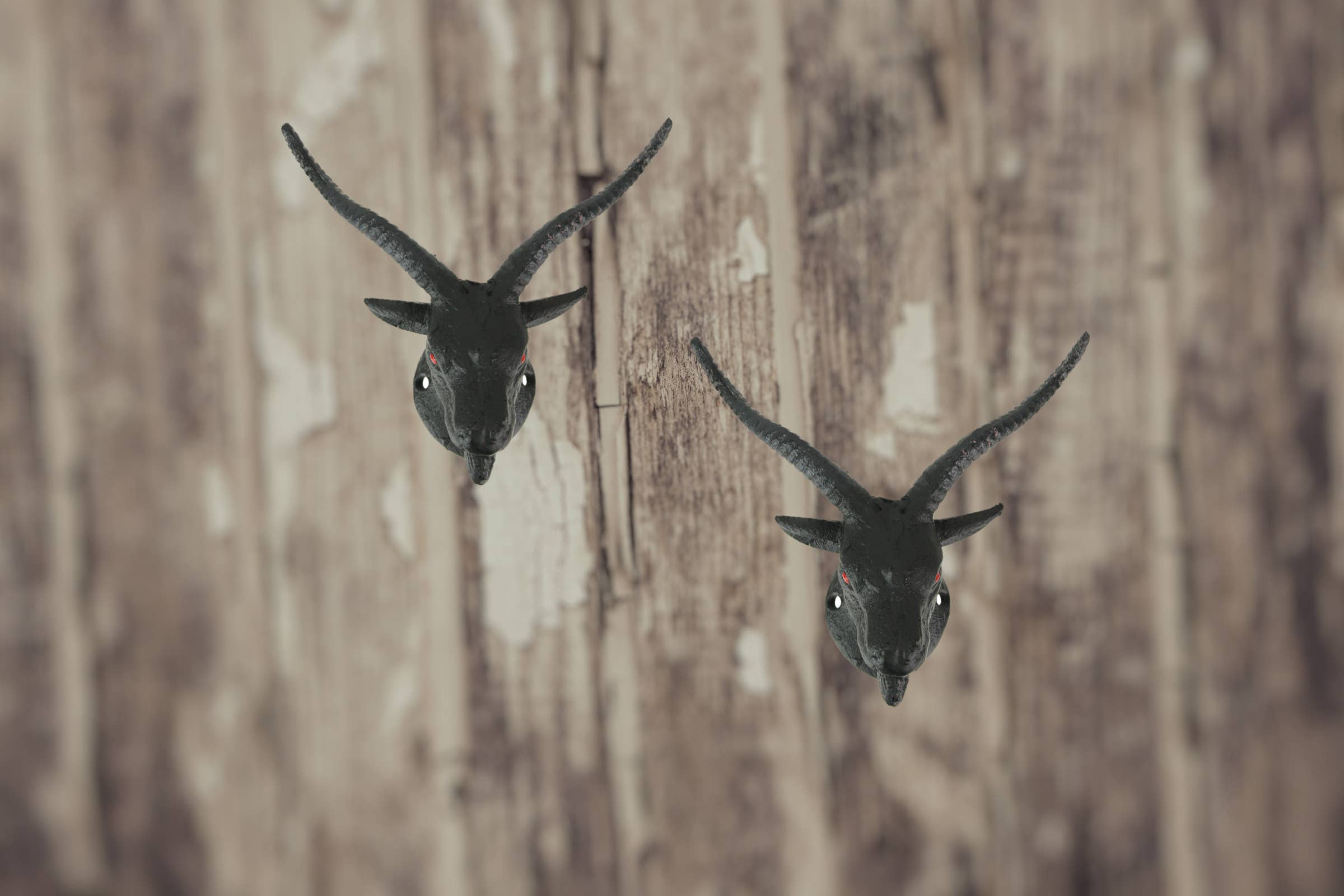 Zeckos – Großhandel Wandhaken – Set mit 2 schwarzen Baphomet-Wandhaken-Dekoren aus Gusseisen3