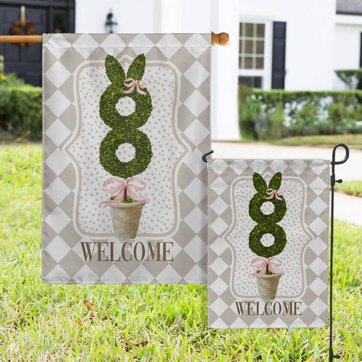 Flags - Easter Topiary Bunny Diamond Checker Harlequin for wholesale by Boutique Monogram