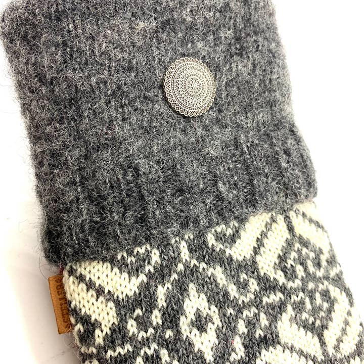 Steller Handcrafted Goods - Wholesale Mittens - Women's - Women's Repurposed Wool Sweater Mittens with Suede Palms