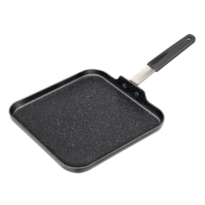 Masterpan Inc. - Wholesale Cast Iron Skillet - GRIDDLE PAN / PANCAKE PAN, NON-STICK ALUMINIUM COOKWARE WITH STAINLESS STEEL CHEF’S HANDLE, 11” (28cm)