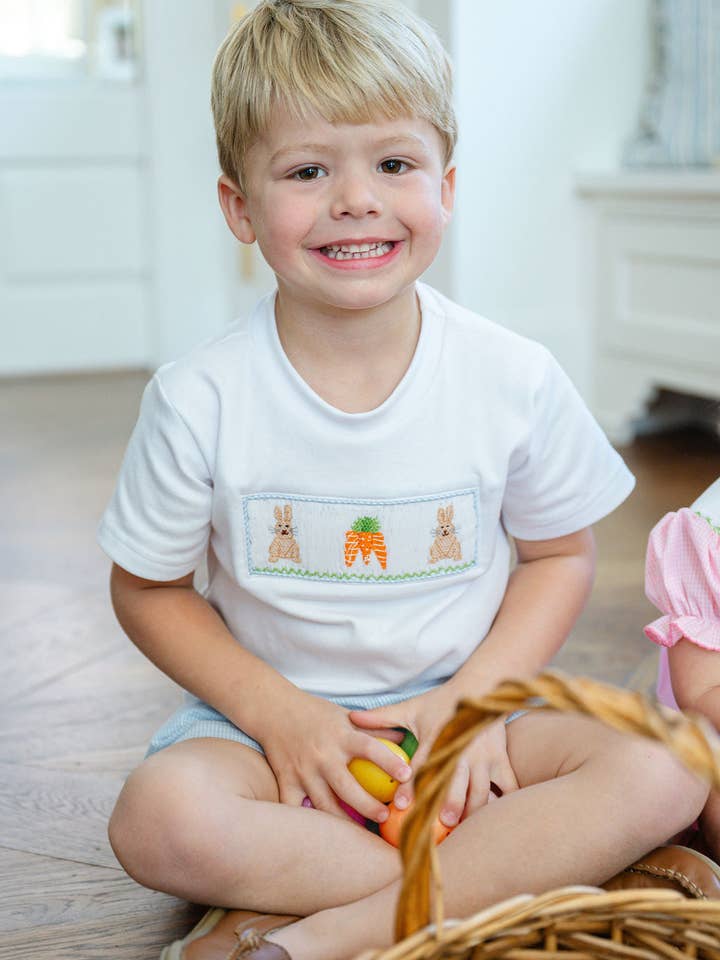 Ruth and Ralph - Wholesale Top & Short Set - Kids - Easter Bunny and Carrots Smocked Beau T-Shirt/Shorts Set6