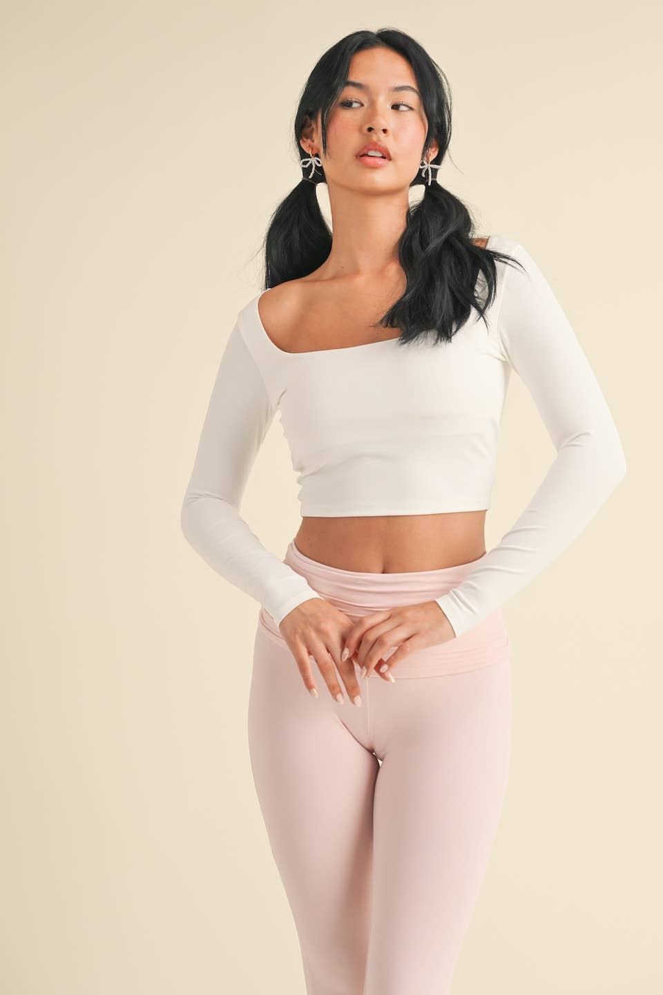 KIMBERLY C - Wholesale Athletic Top - Women's - Balletcore Long Sleeve Square Neck Top0
