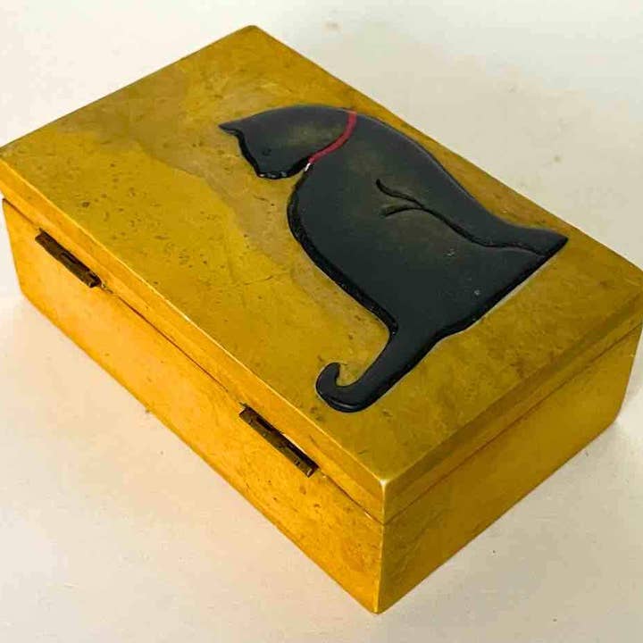 The Niger Bend – Großhandel Dekoschachteln – Katzen-Silhouette-Design — kleine rechteckige Speckstein-Schmuckschatulle